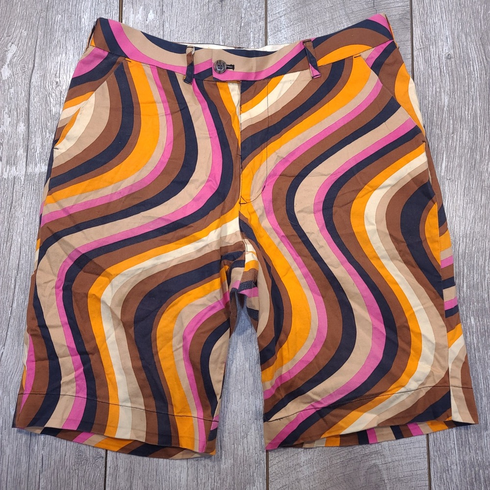 Loudmouth Golf Shorts Mens Size 34 Multicolor Psychedelic Swirl Retro Pattern